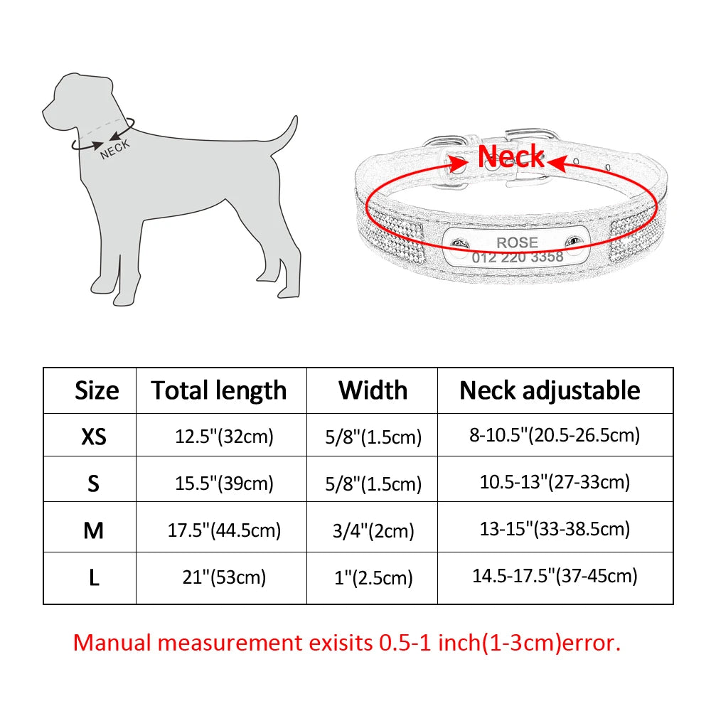 Obroża z diamencikami Twój Napis 4 Rozmiary
